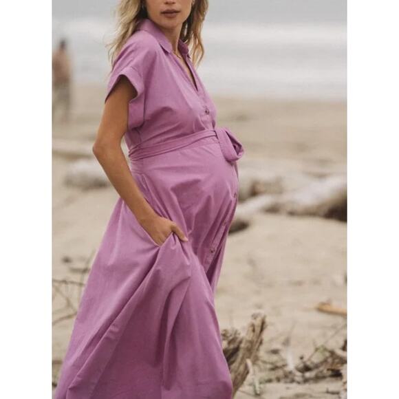 Hatch Maternity 'The Silvina' Purple Cotton Midi Dress - Picture 1 of 4